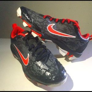 Nike Fastflex Baseball Cleats 5Y Black/Orange/Redish color